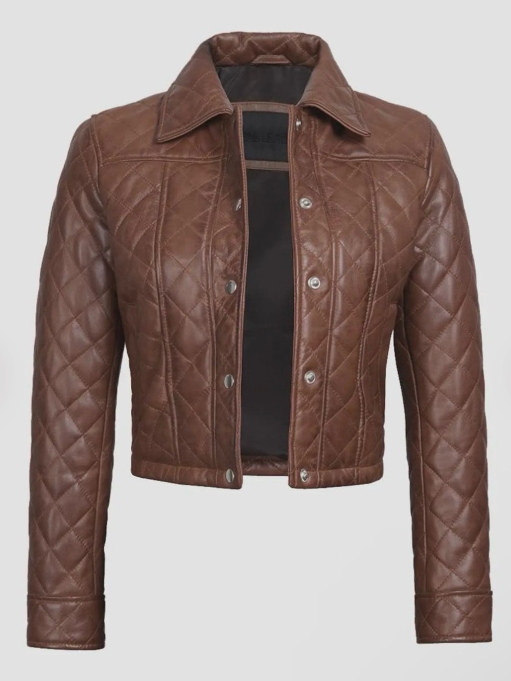Women's Quilted Cognac Brown Real Leather Silvia Jacket